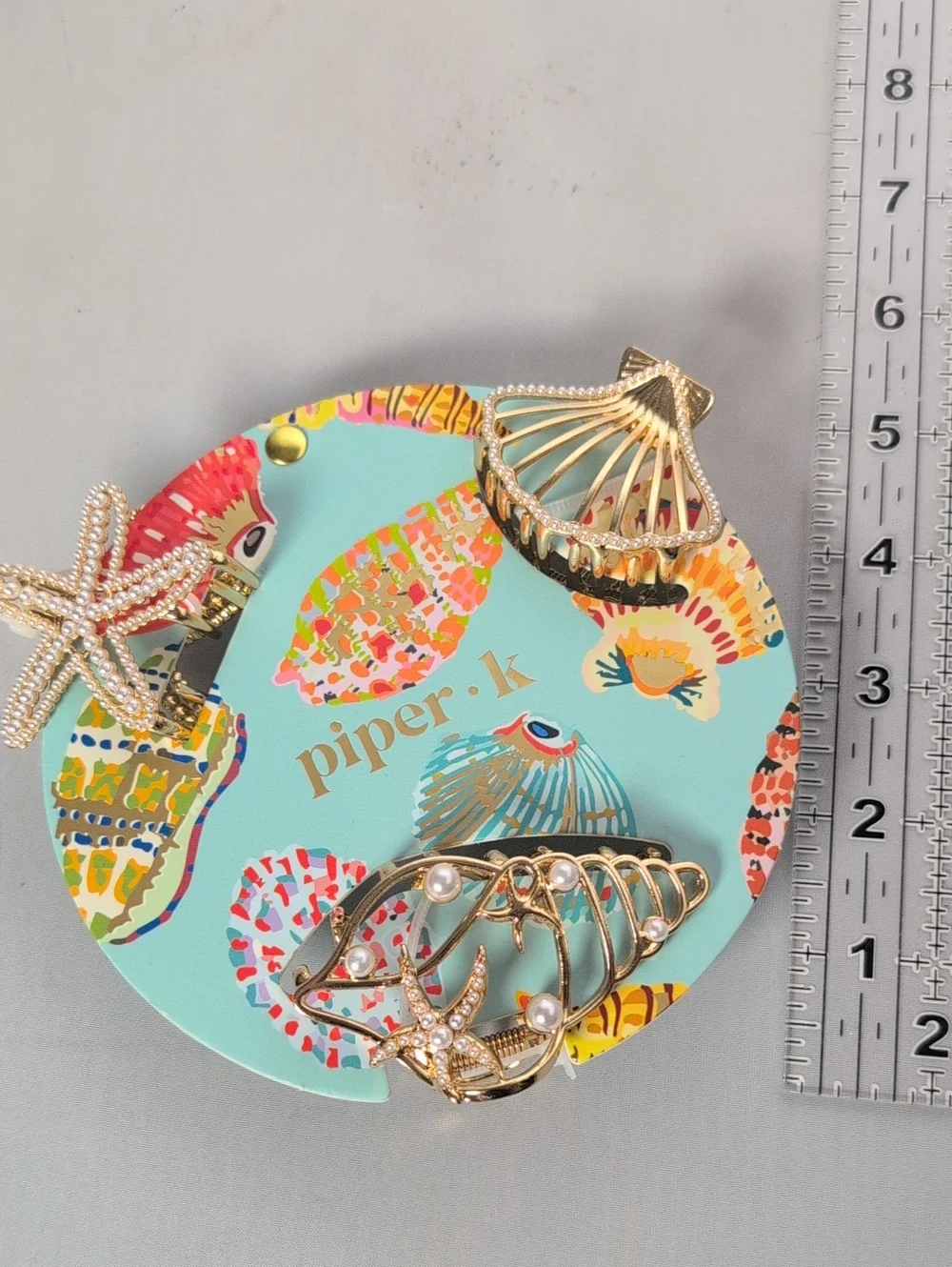 Piper K Metal Embellished Seashell Starfish Hair Claw Clips